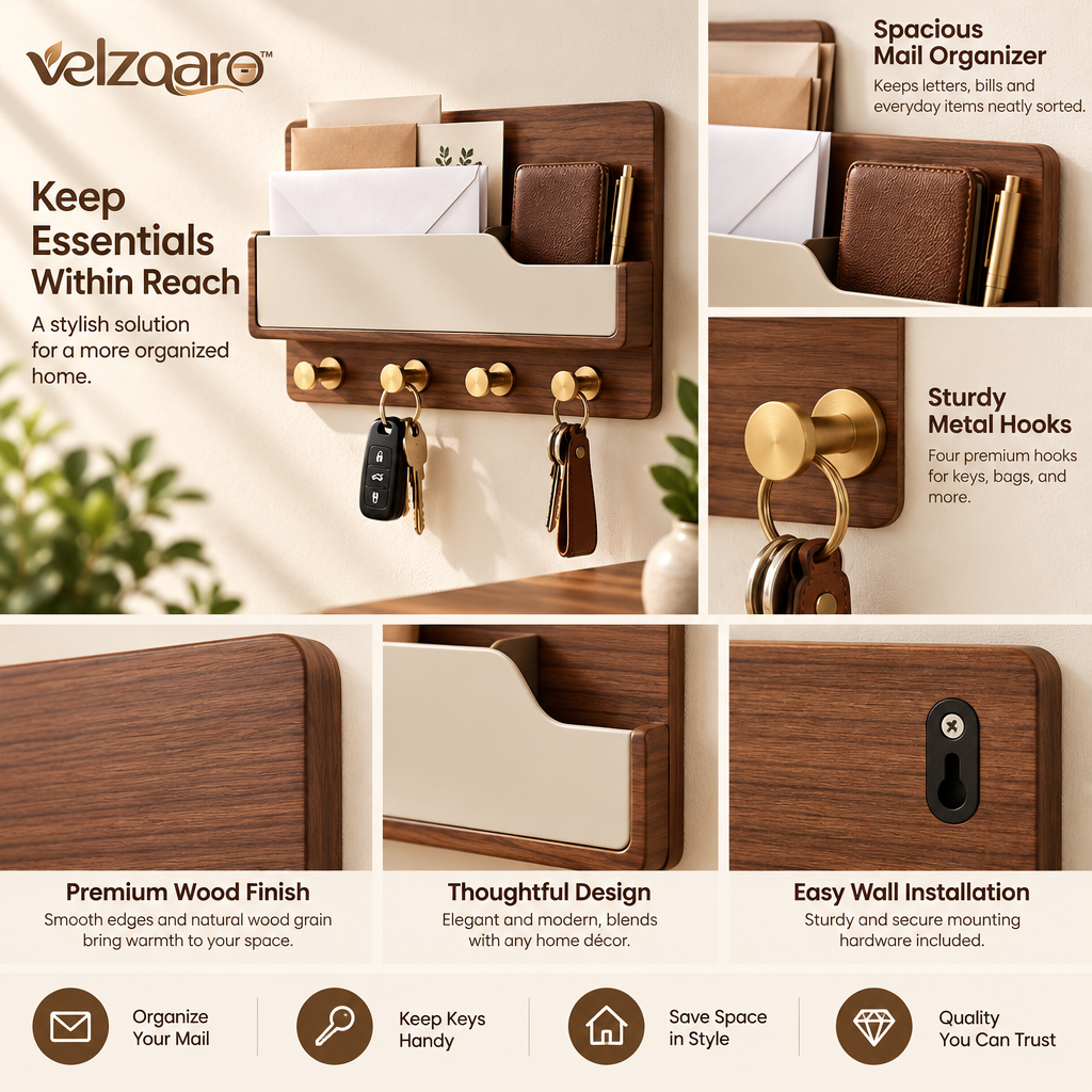 velzqaro™ Mail & Key Wall Organizer image 5