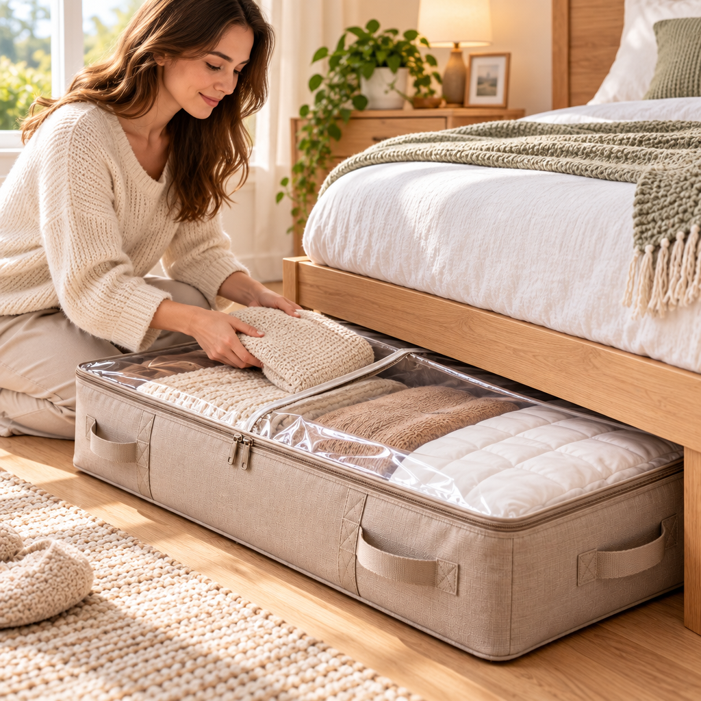 velzqaro™ Under-Bed Storage Bag with Clear Lid image 2