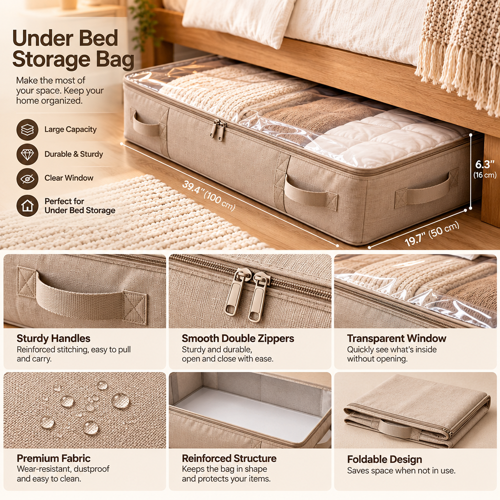 velzqaro™ Under-Bed Storage Bag with Clear Lid image 5