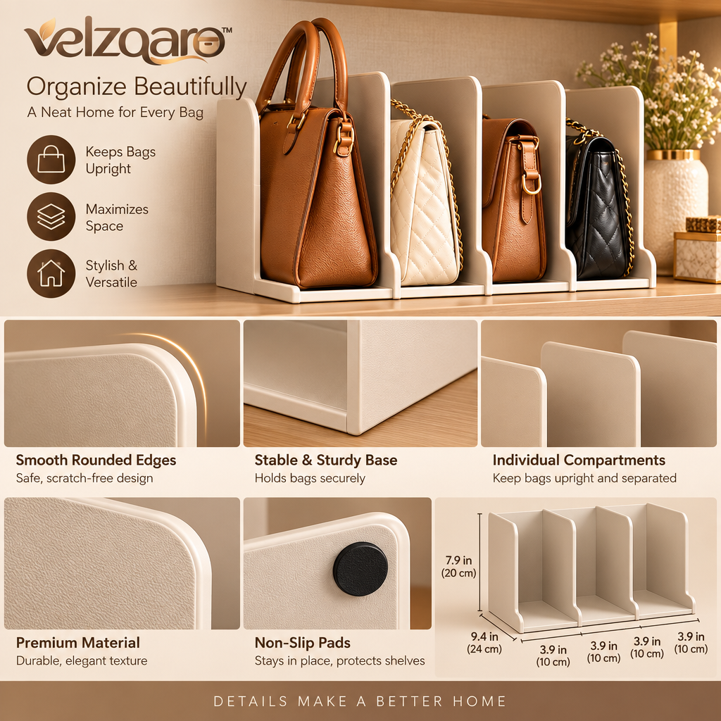 velzqaro™ Handbag & Purse Shelf Organizer image 5