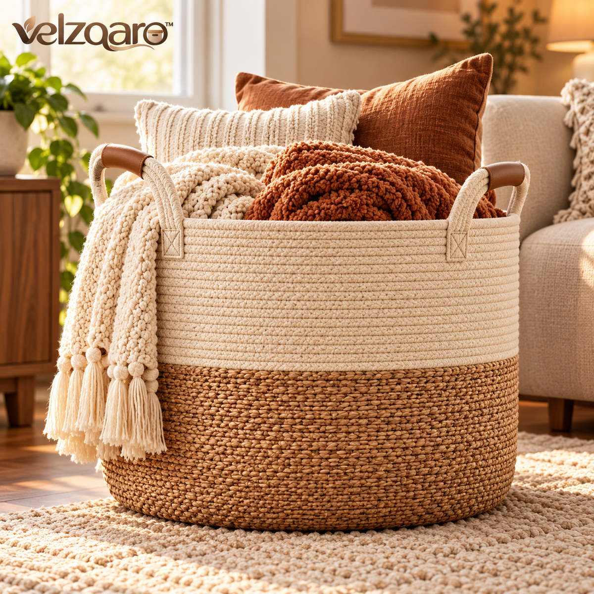 velzqaro™ Blanket & Pillow Storage Basket image 1