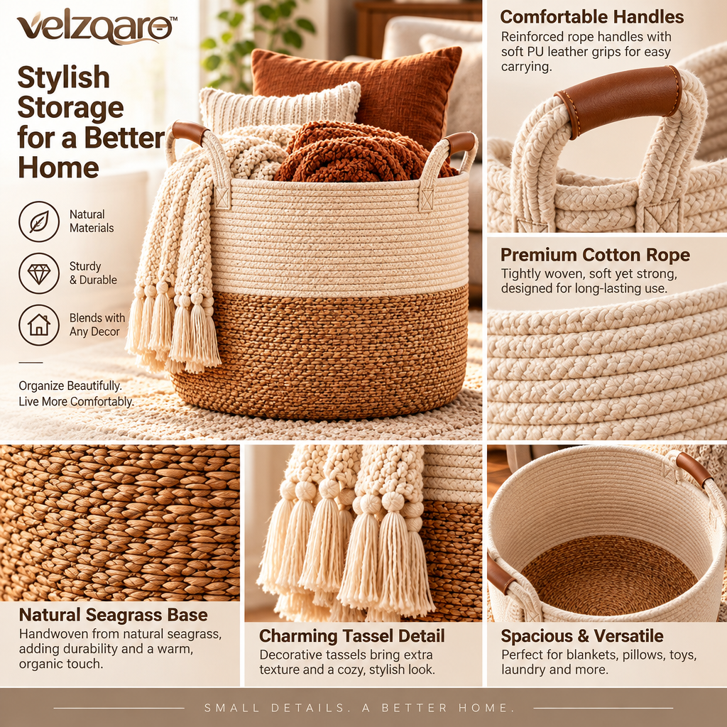 velzqaro™ Blanket & Pillow Storage Basket image 2