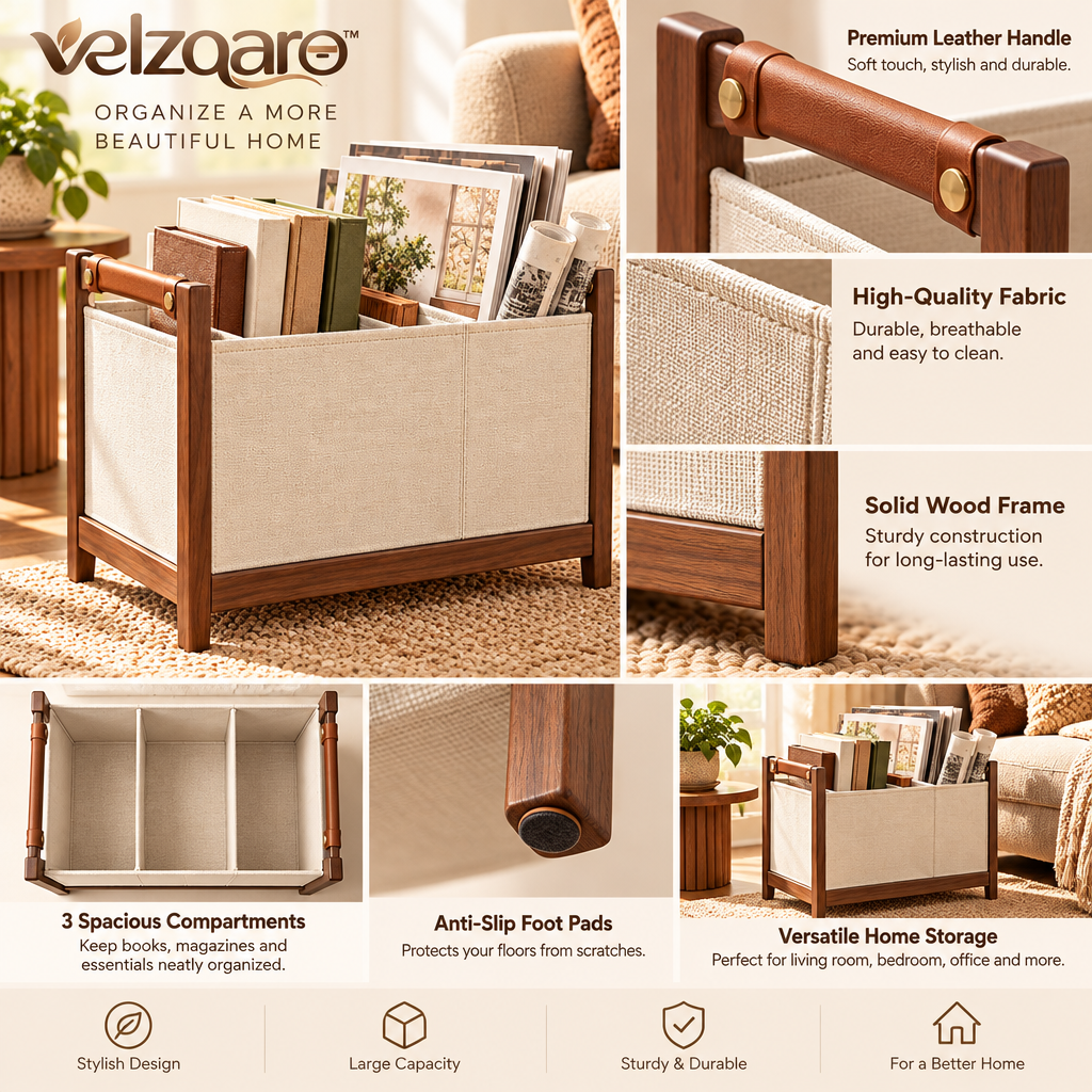 velzqaro™ Magazine & Book Floor Organizer image 5